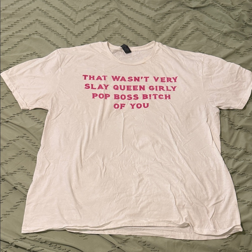 Cream Tee with Pink Graphic